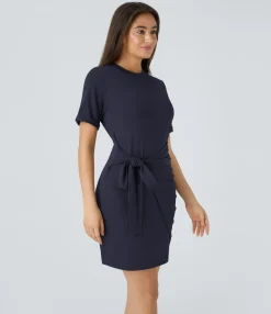 Dresses|Mini Dresses<HALARA Everyday Tie Knot Ruched Mini Chill Dress-Belle