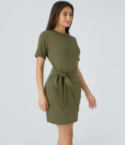 Dresses|Mini Dresses<HALARA Everyday Tie Knot Ruched Mini Chill Dress-Belle