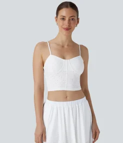 Tank Tops & Camis|Tank Tops<HALARA Eyelet Cropped Tank Top