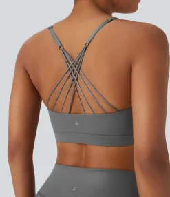 Sports Bras|Sports Bras<HALARA Faux Leather Low Support Quick Dry Yoga Sports Bra