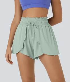 Flowy Shorts|Shorts<HALARA Frill High Waisted Elastic Waistband Drawstring Flowy Stacked Casual Shorts 3"