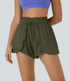 Flowy Shorts|Shorts<HALARA Frill High Waisted Elastic Waistband Drawstring Flowy Stacked Casual Shorts 3"