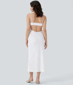 Dresses|Maxi & Midi Dresses<HALARA Frill Lace Up Midi Slip Dress