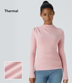 Casual Tops<HALARA Funnel Neck Long Sleeve Ruched Skinny Thermal Casual Top