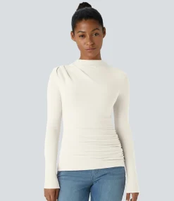 Casual Tops<HALARA Funnel Neck Long Sleeve Ruched Skinny Thermal Casual Top