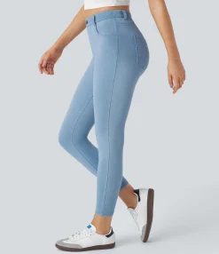 Pocket Leggings|Casual Wear Leggings<HALARA Flex™ High Waisted Pockets Denim Work Leggings