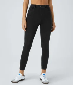 Pocket Leggings|Casual Wear Leggings<HALARA Flex™ High Waisted Pockets Denim Work Leggings