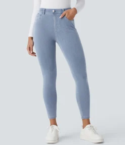 Pocket Leggings|Casual Wear Leggings<HALARA Flex™ High Waisted Pockets Denim Work Leggings