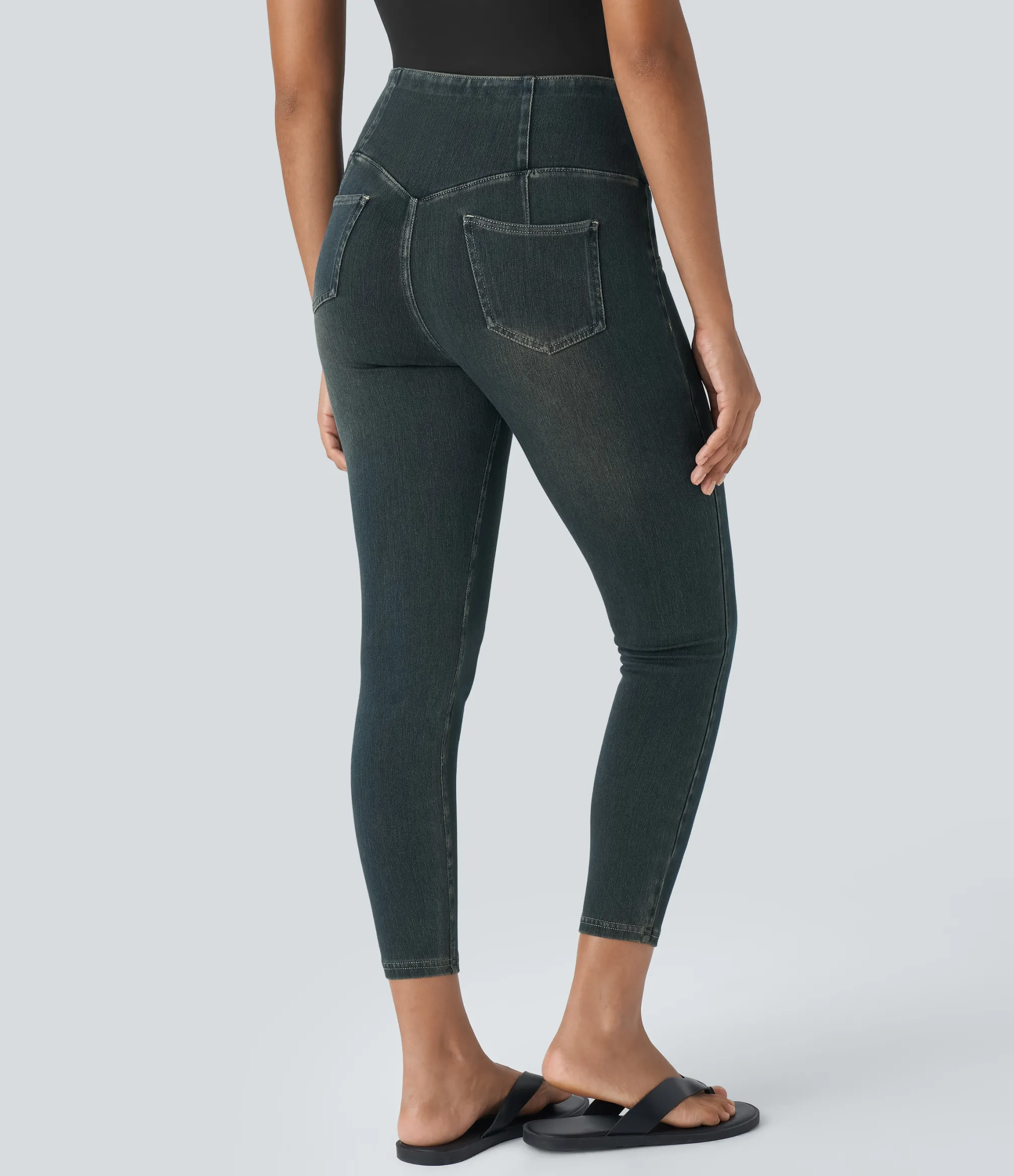 Pocket Leggings|Casual Wear Leggings<HALARA Flex™ High Waisted Decorative Pocket Denim Casual 7/8 Leggings