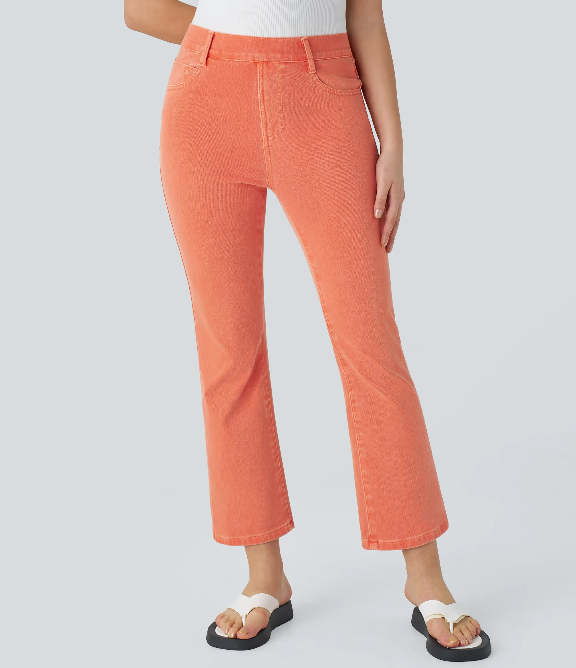 High Waisted Jeans|Colored Jeans<HALARA Flex™ High Waisted Pockets Colorful Casual Bootcut Jeans