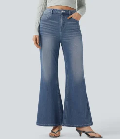 Flare & Bootcut Jeans|High Waisted Jeans<HALARA Flex™ High Waisted Casual Flare Jeans with Pockets