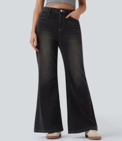 Flare & Bootcut Jeans|High Waisted Jeans<HALARA Flex™ High Waisted Casual Flare Jeans with Pockets