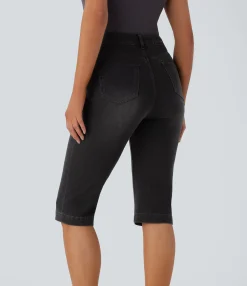 High Waisted Jeans<HALARA Flex™ High Waisted Pocket Washed Pedal Pusher Casual Jeans