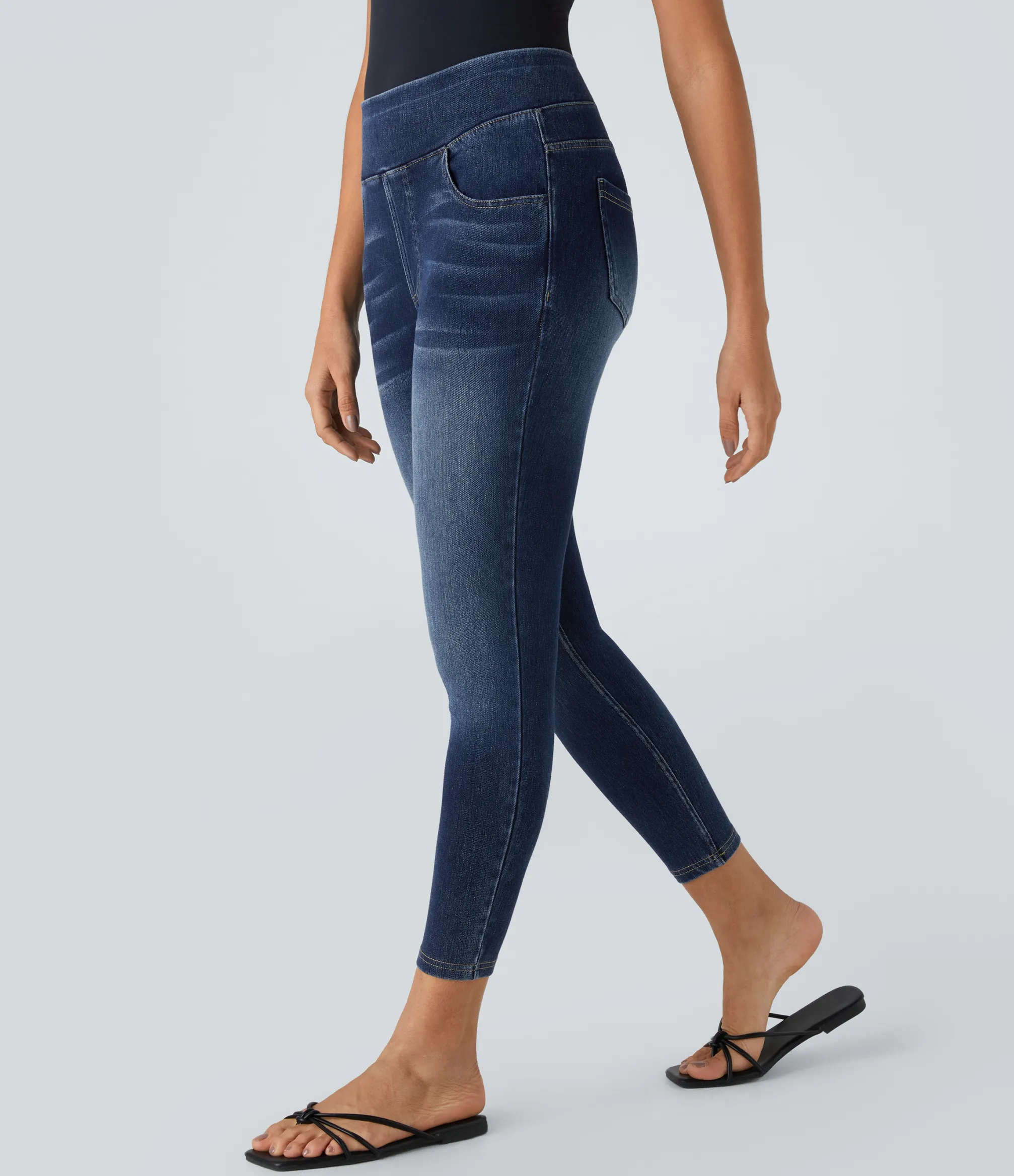 Pocket Leggings|Casual Wear Leggings<HALARA Flex™ High Waisted Pockets Denim Casual Leggings