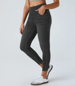 Pocket Leggings|Casual Wear Leggings<HALARA Flex™ High Waisted Pockets Denim Casual Leggings