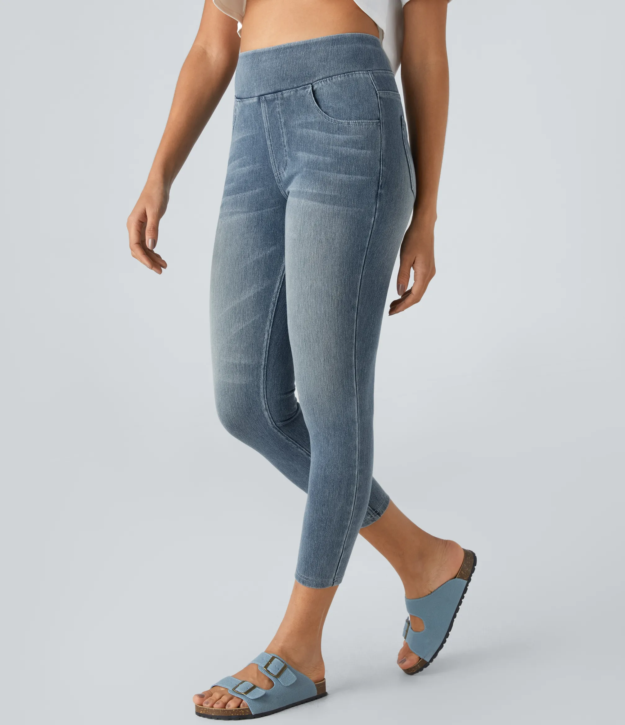 Pocket Leggings|Casual Wear Leggings<HALARA Flex™ High Waisted Pockets Denim Casual Leggings