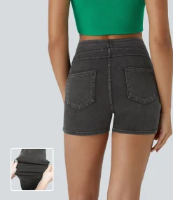 Denim Shorts|Denim Shorts<HALARA Flex™ High Waisted Pocket Denim Casual Shorts 3"