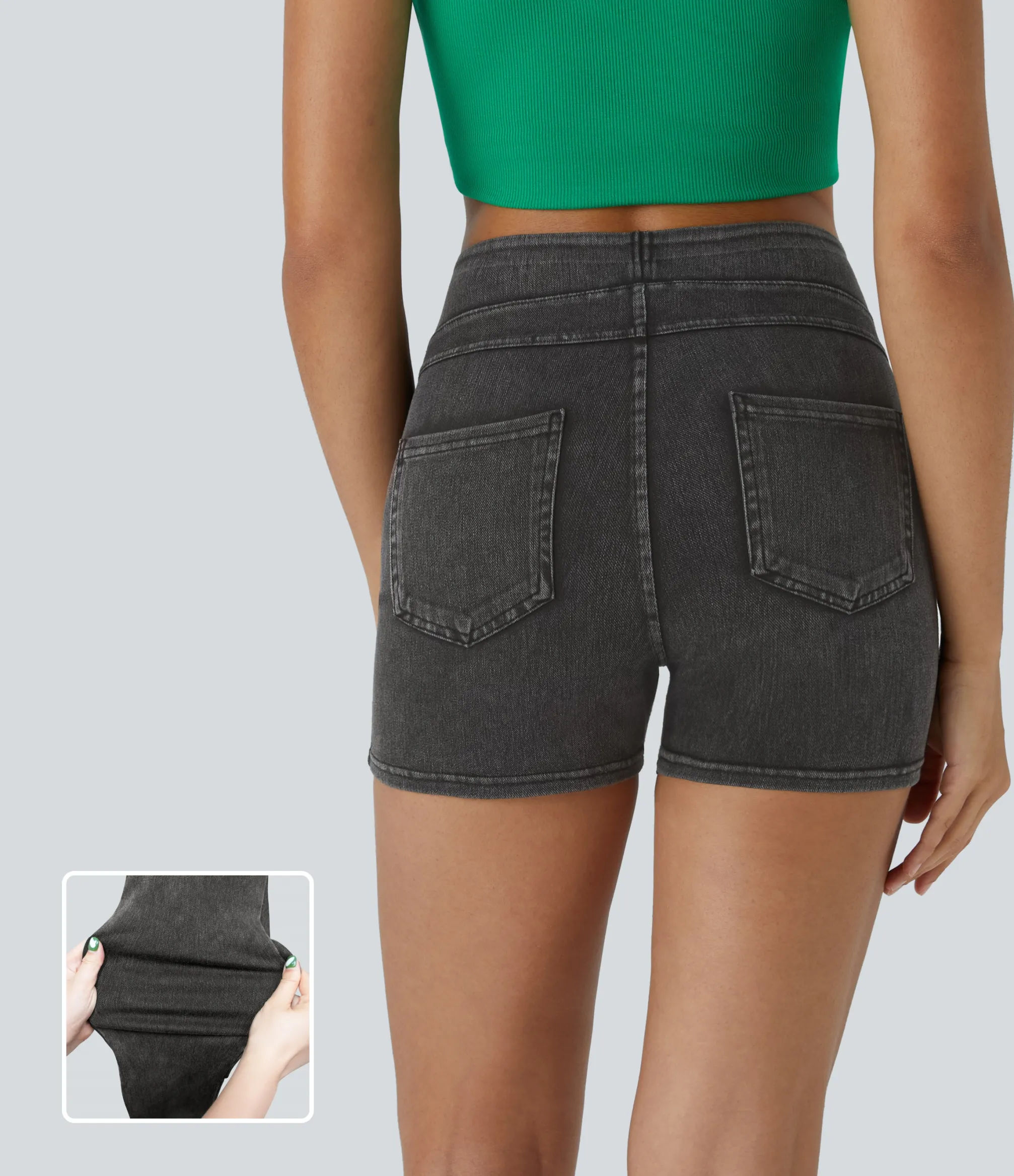 Denim Shorts|Denim Shorts<HALARA Flex™ High Waisted Pocket Denim Casual Shorts 3"