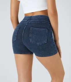 Denim Shorts|Denim Shorts<HALARA Flex™ High Waisted Pocket Denim Casual Shorts 3"