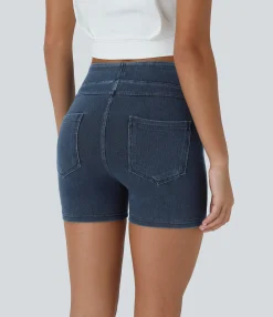 Denim Shorts|Denim Shorts<HALARA Flex™ High Waisted Pocket Denim Casual Shorts 3"