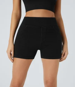 Denim Shorts|Denim Shorts<HALARA Flex™ High Waisted Pocket Denim Casual Shorts 3"