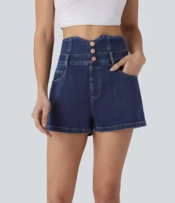 Denim Shorts|Denim Shorts<HALARA Flex™ High Waisted Decorative Pockets Denim Casual Shorts 2.5''