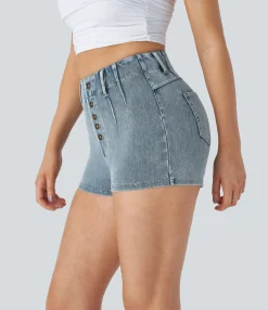 Denim Shorts|Denim Shorts<HALARA Flex™ High Waisted Decorative Pockets Denim Casual Shorts 2''