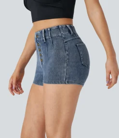 Denim Shorts|Denim Shorts<HALARA Flex™ High Waisted Decorative Pockets Denim Casual Shorts 2''
