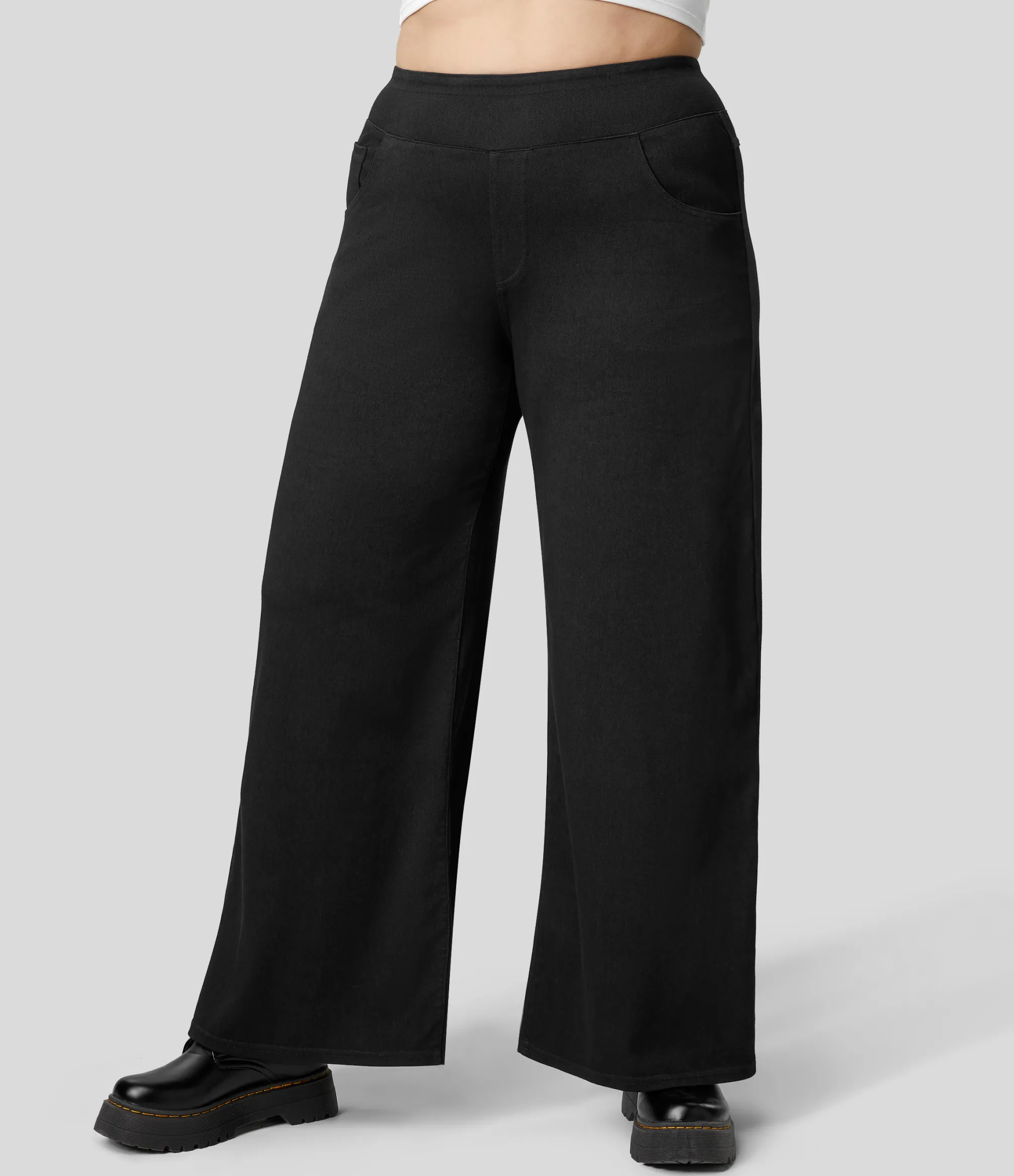 Plus-Size Denim|Plus Size<HALARA Flex™ High Waisted Pockets Baggy Wide Leg Loose Casual Plus Size Jeans