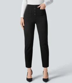 High-Waisted Pants|Halara Flex™ Pant<HALARA Flex™ High Waisted Pockets Ankle Length Work Pants