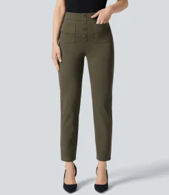 High-Waisted Pants|Halara Flex™ Pant<HALARA Flex™ High Waisted Pockets Ankle Length Work Pants