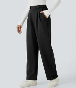 Pants|High-Waisted Pants<HALARA Flex™ High Waisted Pocket Straight Leg Adjustable Hem Work Pants