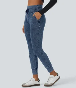 Jeans|Joggers<HALARA Flex™ High Waisted Drawstring Pocket Washed Casual Jeans