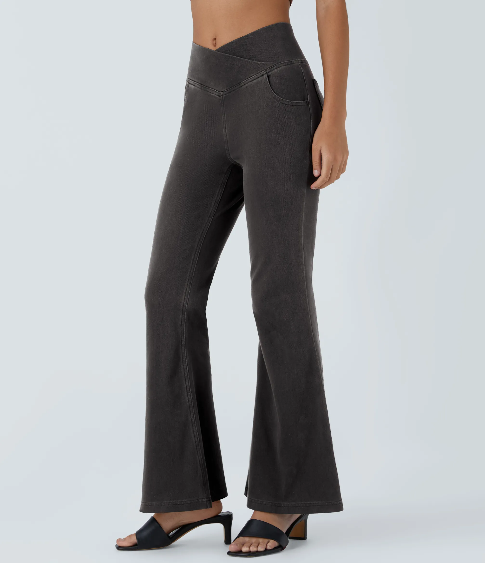 High Waisted Jeans|Skinny Jeans<HALARA Flex™ High Waisted Crossover Pocket Washed Casual Jeans
