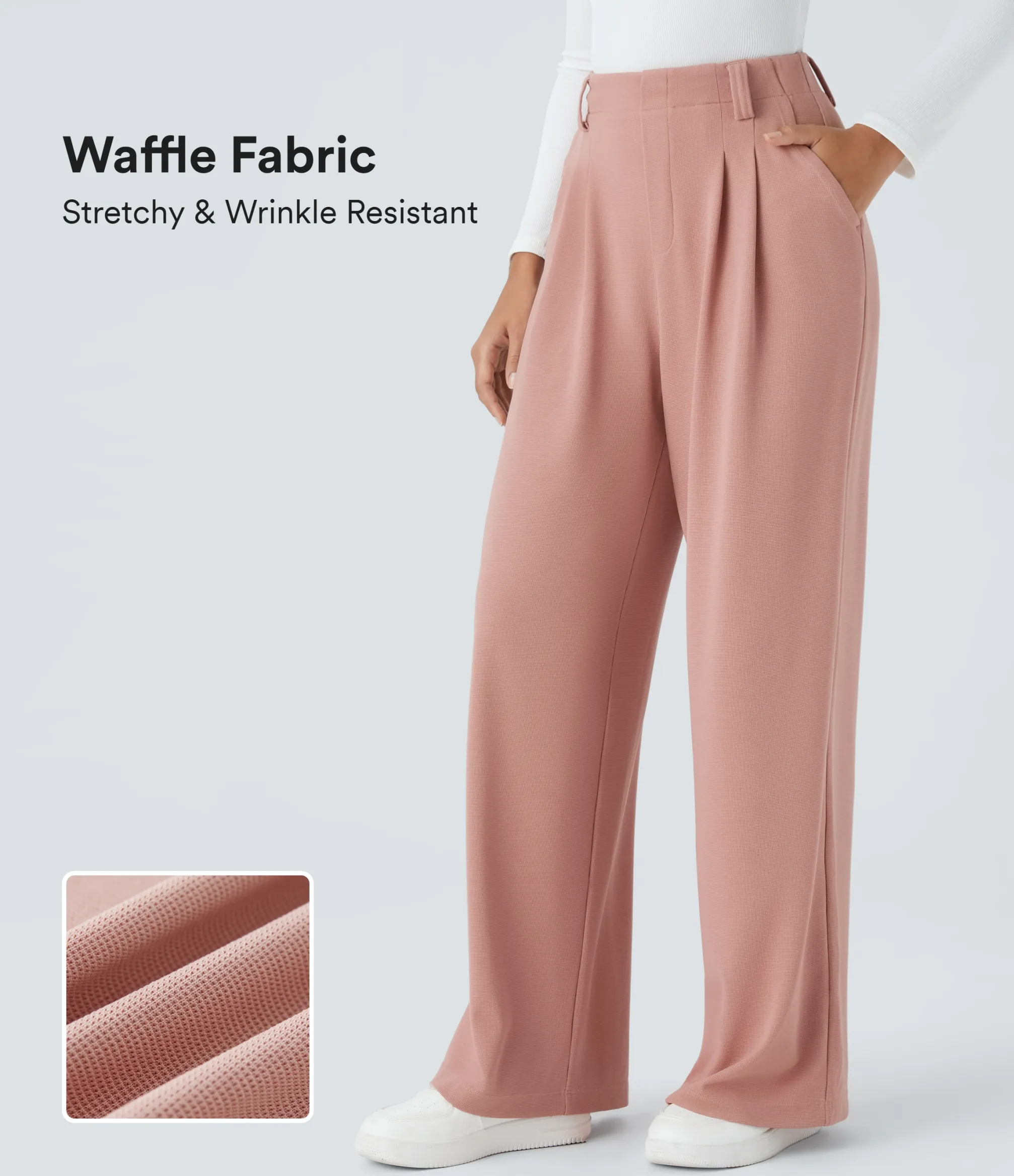High-Waisted Pants|Halara Flex™ Pant<HALARA Flex™ High Waisted Pocket Wide Leg Waffle Work Pants