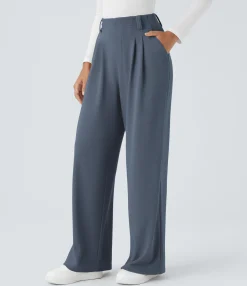 High-Waisted Pants|Halara Flex™ Pant<HALARA Flex™ High Waisted Pocket Wide Leg Waffle Work Pants