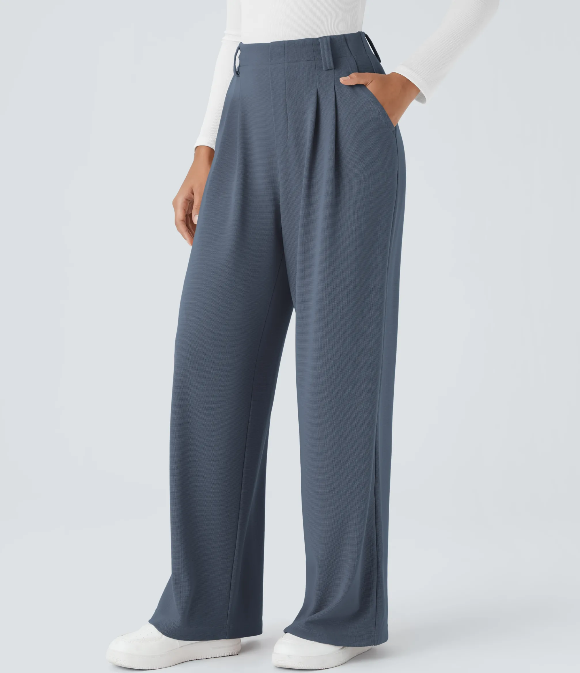 High-Waisted Pants|Halara Flex™ Pant<HALARA Flex™ High Waisted Pocket Wide Leg Waffle Work Pants