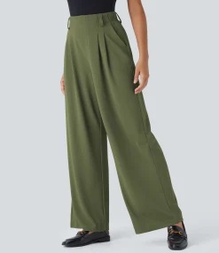 High-Waisted Pants|Halara Flex™ Pant<HALARA Flex™ High Waisted Pocket Wide Leg Waffle Work Pants