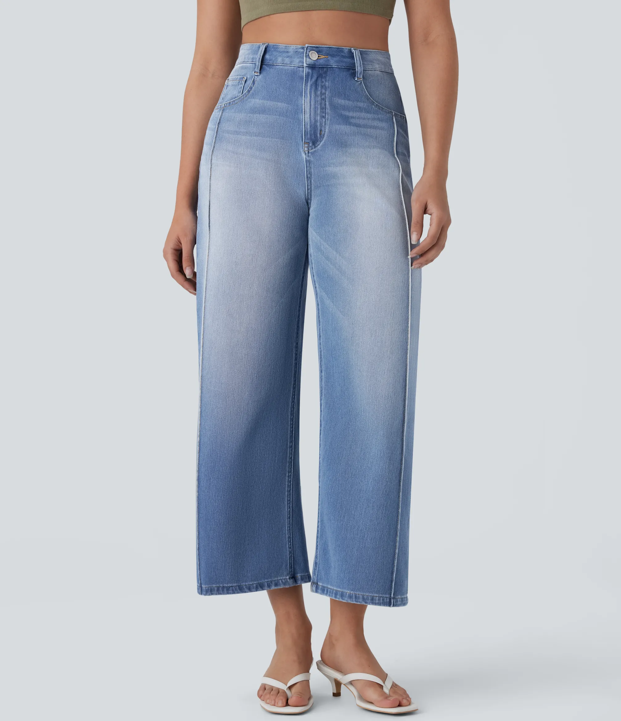 High Waisted Jeans|Jeans<HALARA Flex™ High Waisted Pockets Washed Casual Baggy Jeans