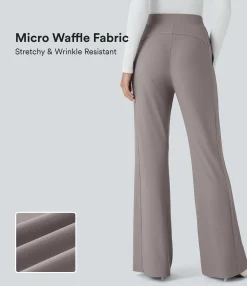 High-Waisted Pants|Work Pants<HALARA Flex™ High Waisted Pocket Micro Waffle Work Pants