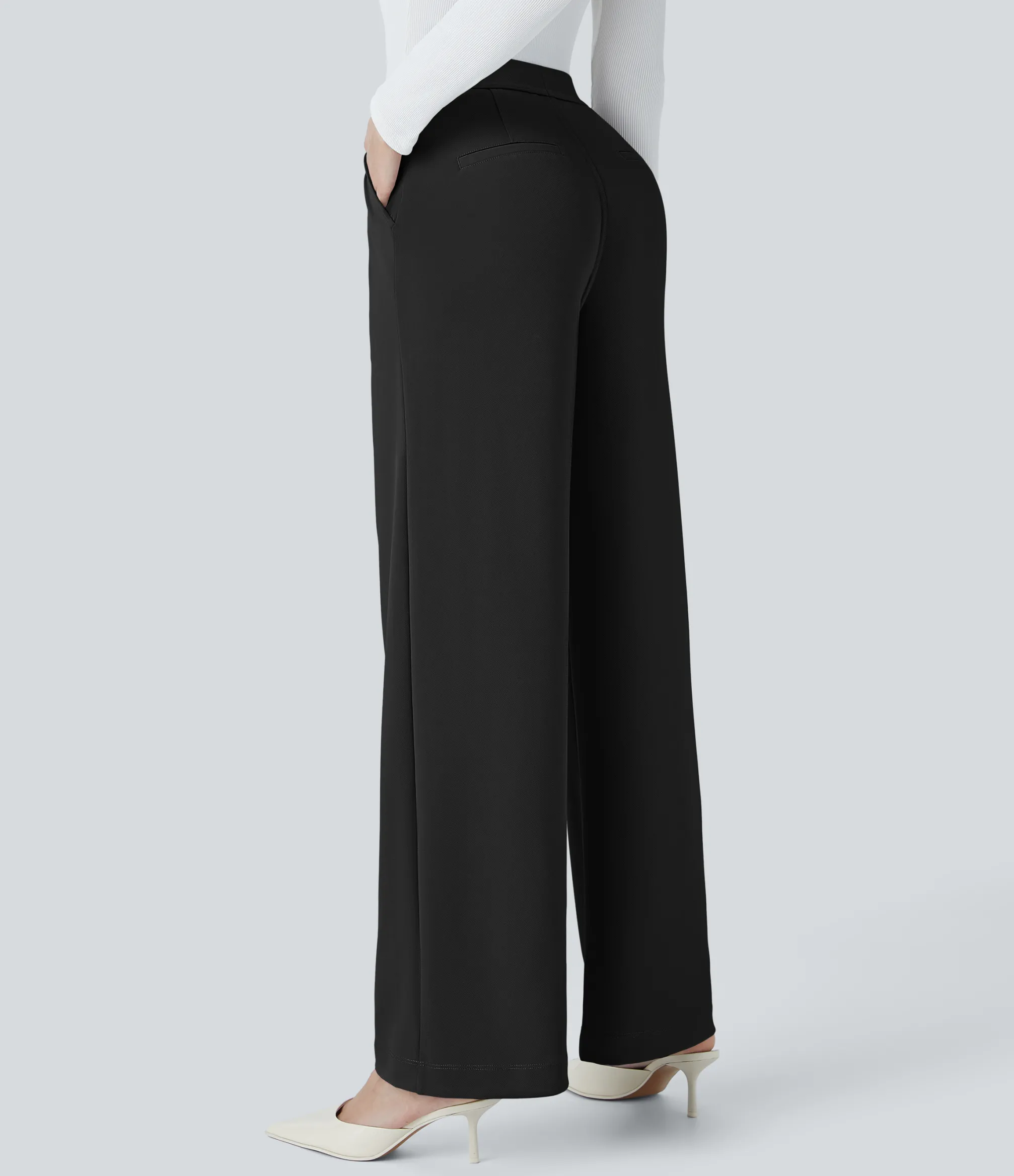 Halara Flex™ Pant|Straight-Leg Pants<HALARA Flex™ High Waisted Pocket Straight Leg Crepe Work Pants