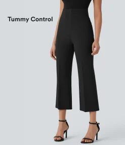 High-Waisted Pants|Work Pants<HALARA Flex™ High Waisted Tummy Control Pocket Cropped Work Pants