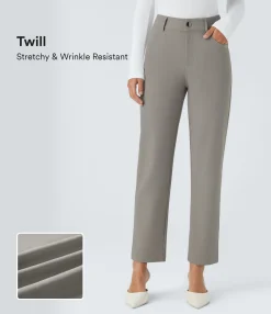 High-Waisted Pants|Pants<HALARA Flex™ High Waisted Zipper Pockets Ankle Length Slim Twill Work Pants