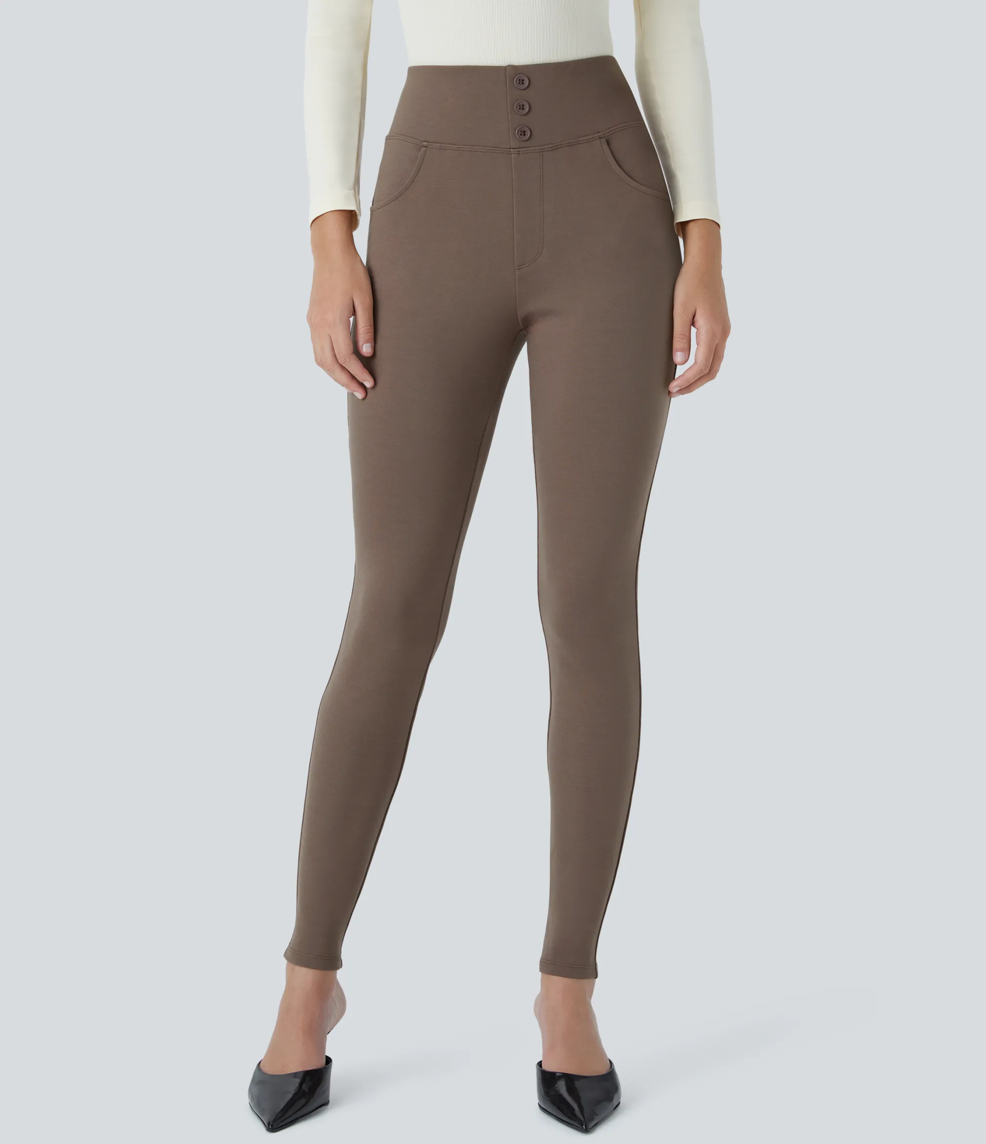 High-Waisted Pants|Pants<HALARA Flex™ High Waisted Decorative Pocket Skinny Work Pants