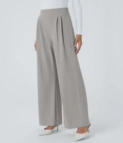 High-Waisted Pants|Halara Flex™ Pant<HALARA Flex™ High Waisted Wide Waistband Pocket Wide Leg Waffle Work Pants
