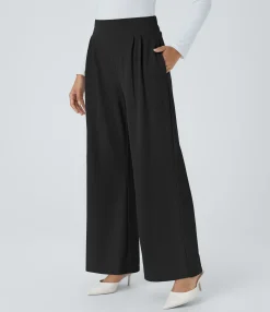 High-Waisted Pants|Halara Flex™ Pant<HALARA Flex™ High Waisted Wide Waistband Pocket Wide Leg Waffle Work Pants