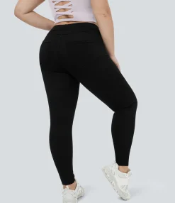 Pocket Leggings|Casual Wear Leggings<HALARA Flex™ High Waisted Pocket Denim Plus Size Casual Leggings