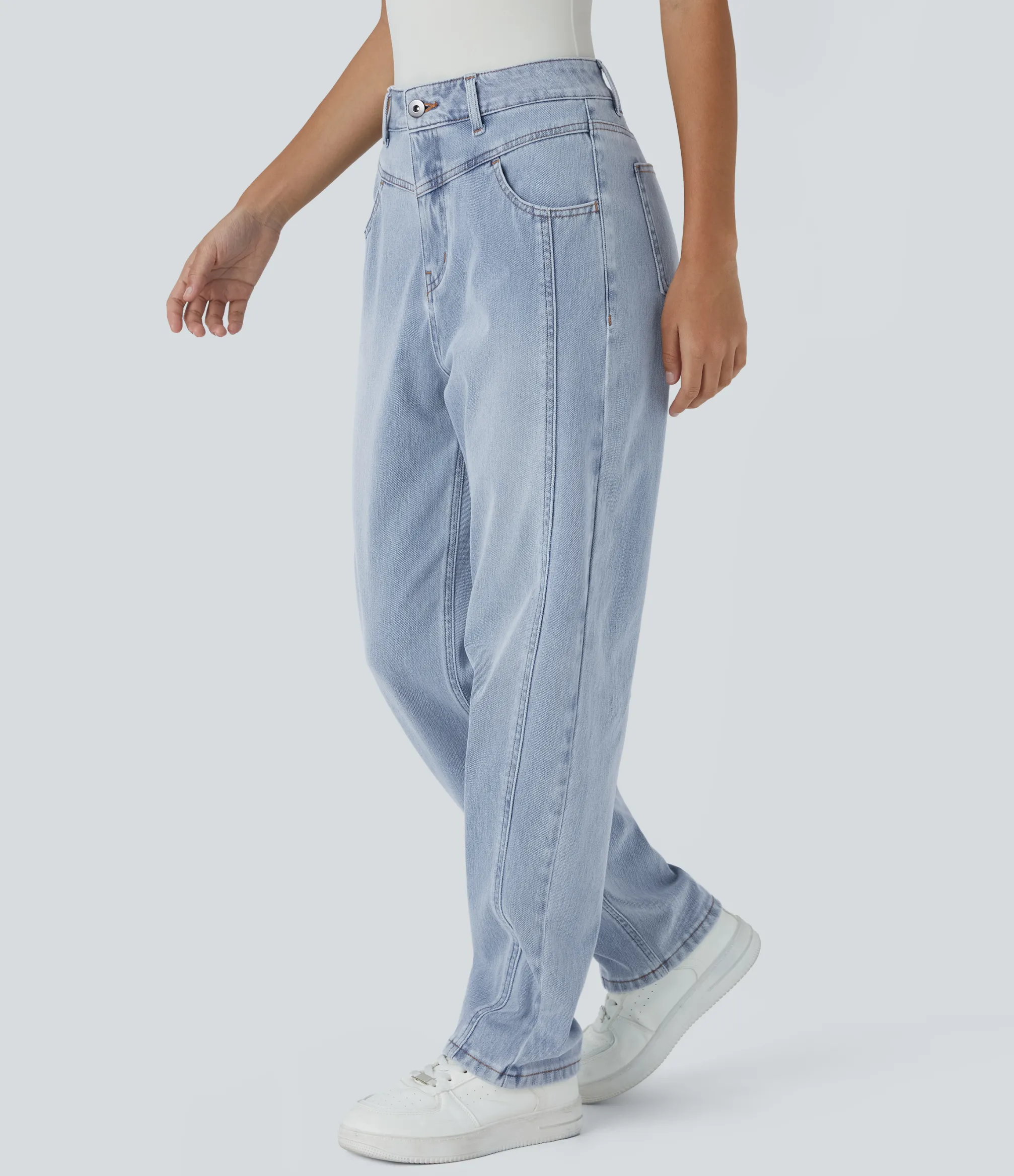 High Waisted Jeans|Jeans<HALARA Flex™ High Waisted Zipper Pockets Washed Casual Jeans