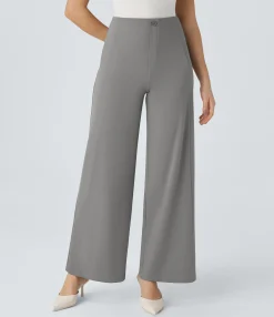 Pants|High-Waisted Pants<HALARA Flex™ High Waisted Decorative Pockets Wide Leg Work Pants