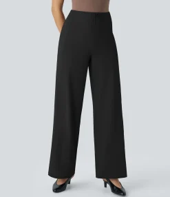 Pants|High-Waisted Pants<HALARA Flex™ High Waisted Decorative Pockets Wide Leg Work Pants